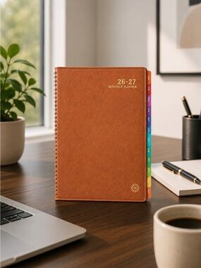 Leather Monthly Planner Notebook July 2026 - December 2027
